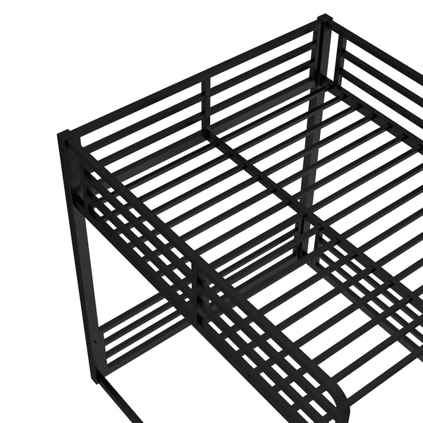 English Elm Metal Full Xl Bunk Bed Frame - Heavy-Duty, Noise-Reduced Design For Kids, Teens & Adults, Black Finish W1580S00159