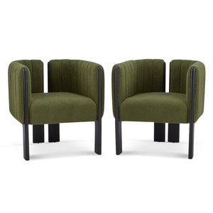 English Elm Christopher Knight Home® - Dining Chairs Set of 2 | Modern Bouclé Upholstered Seating with Rubberwood Frame, Durable 225lb Capacity Black,Olive Green N779P341494G