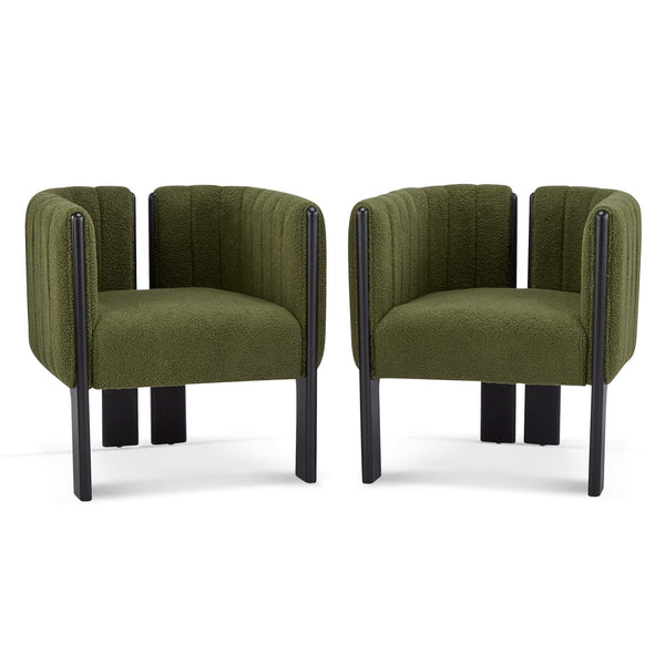 English Elm Christopher Knight Home® - Dining Chairs Set of 2 | Modern Bouclé Upholstered Seating with Rubberwood Frame, Durable 225lb Capacity Black,Olive Green N779P341494G