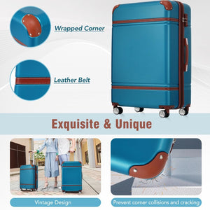 English Elm Hardshell Abs Spinner Luggage Set Four Piece Expandable Tsa Lock Travel Suitcases Blue N732P170218C