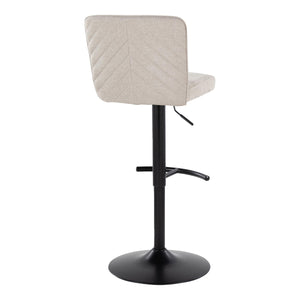 English Elm Henry Adjustable Barstool Set Of 2 - Swivel With Black Metal Base & Beige Chevron-Tufted Fabric B202S00935