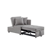 English Elm Chair Bed 4 In 1 Convertible Recliner Couch Sleeper Sofa Bed W/Sturdy Wood Frame For Living Room, Bedroom, Small Space Polyester Upholstery Grey