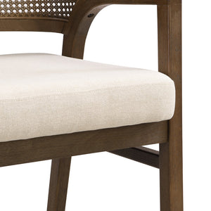 English Elm Christopher Knight Home® - 7PCS Mid-Century Modern 7-Piece Dining Set with Sculptural Pillar Table and Ergonomic Rattan Chairs Beige,Walnut N771P256965T_N771P195513T