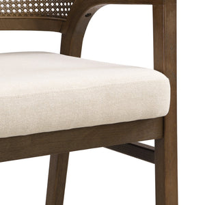English Elm Wooden Rubberwood Dining Chairs with Woven Rattan Back Ergonomic Seat Set of 2 Beige,Walnut N771P256965T