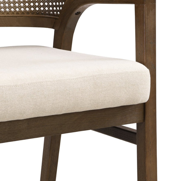 English Elm Wooden Rubberwood Dining Chairs with Woven Rattan Back Ergonomic Seat Set of 2 Beige,Walnut N771P256965T