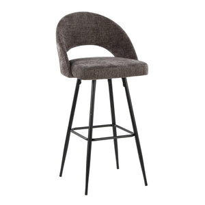English Elm Fixed-height Metal Frame Barstools with Upholstered Seats and Geometric Footrest Set of 2 Dark Grey B202S01938