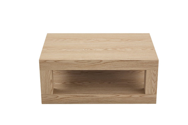 English Elm Modern Two Tier Rectangular Coffee Table with Open Shelf Mdf Living Room Storage W3875P389552