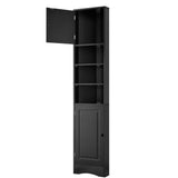 English Elm Multi-Functional Corner Cabinet Tall Bathroom Storage Cabinet With Two Doors and Adjustable Shelves, Open Shelf, Black