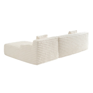 English Elm 110" Cloud Sectional Sofa Upholstered with Ultra-Soft Faux Rabbit Fur, Modular L-Shape Comfort and Easy Care Beige N719S001820A