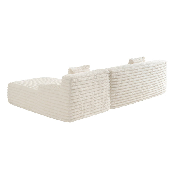 English Elm 110" Cloud Sectional Sofa Upholstered with Ultra-Soft Faux Rabbit Fur, Modular L-Shape Comfort and Easy Care Beige N719S001820A