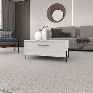 English Elm Coffee Table Narka White with Spacious Storage Compartment & Black Metal Legs, Modern Durable Design B092P245916