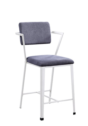 English Elm Cargo Gray Upholstered Counter Stools with White Iron Frames for Kitchen Islands B2726P457617