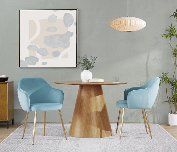 English Elm Dining Chair Set of 2 Plush Velvet Seat Gold Tapered Legs Glam Contemporary Style Light Blue B202P471286