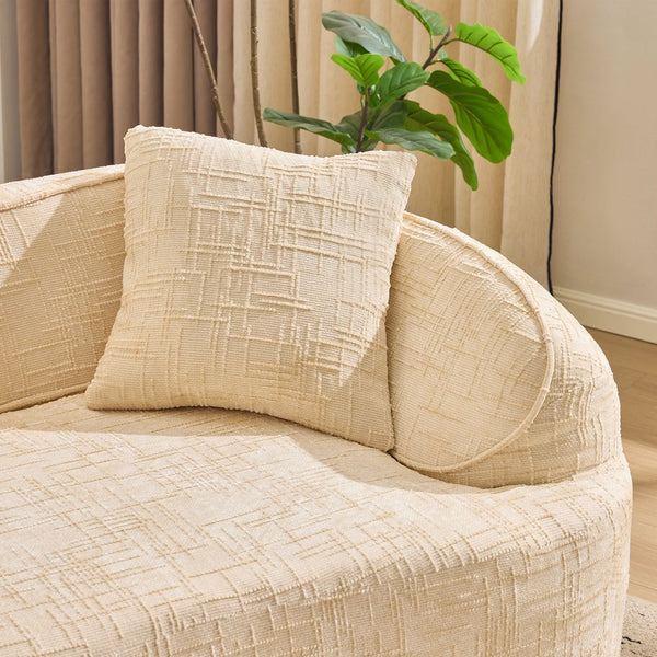 English Elm Beige Curved Compressed Sofa — Nordic Minimalist Foam & Spring Design, Soft Upholstery, Easy Setup W3612S00012