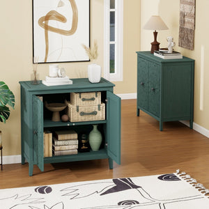 English Elm Geometric Diamond Embossed Sideboard Cabinet Matte Vintage Mdf Entryway Storage Green W688P364740
