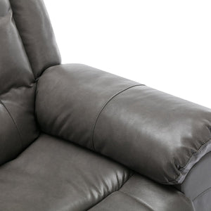English Elm 2 Seater Home Theater Recliner with Cup Holders and Hidden Storage Box, PU Upholstery, Manual Recline Comfort Grey WF323619AAE
