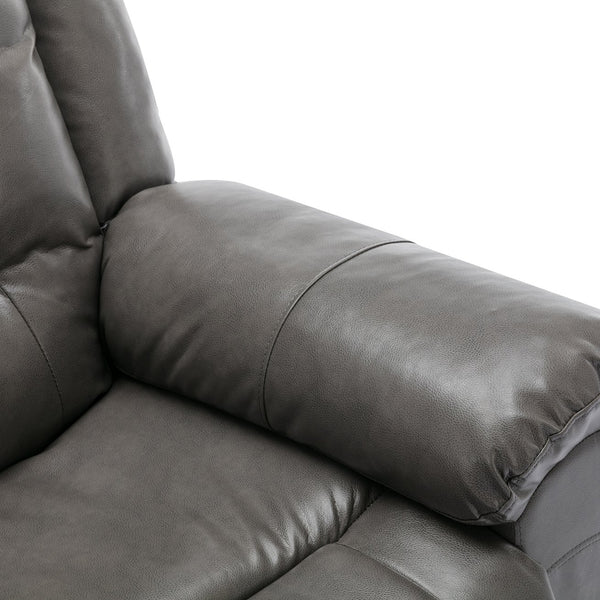English Elm 2 Seater Home Theater Recliner with Cup Holders and Hidden Storage Box, PU Upholstery, Manual Recline Comfort Grey WF323619AAE