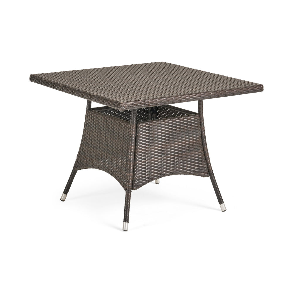 English Elm Christopher Knight Home® - CORSICA Square Outdoor Dining Table - Weather‑Resistant Wicker & Powder‑Coated Iron, 38" Brown 56316.00MBRN