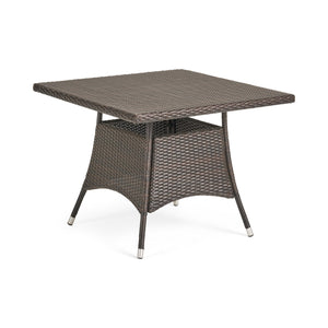 English Elm Christopher Knight Home® - CORSICA Square Outdoor Dining Table - Weather‑Resistant Wicker & Powder‑Coated Iron, 38" Brown 56316.00MBRN