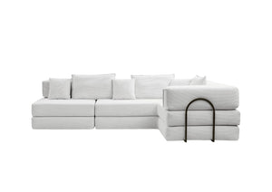 English Elm Oversized Corduroy Modular Sectional Sofa Low Profile Floor Lounge with Six Pillows W1885S00040