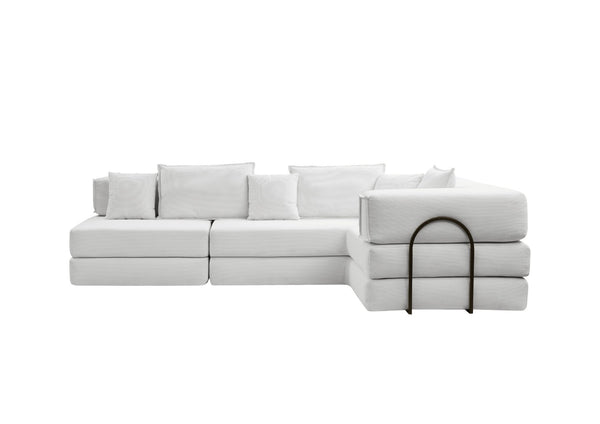 English Elm Oversized Corduroy Modular Sectional Sofa Low Profile Floor Lounge with Six Pillows W1885S00040
