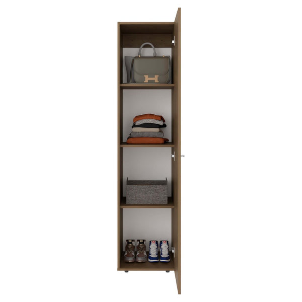 English Elm Wenge Finish Slim Four Shelf Storage Cabinet for Bedroom Hallway or Tight Spaces B062P483764