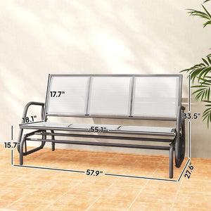 English Elm Outdoor 3 Seat Porch Glider Bench Powder Coated Steel Breathable Mesh Patio Swing T3971P420618