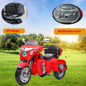 English Elm 12v Kids Electric Ride on Motorcycle with Led Lights Bluetooth Music and Storage Trunk Red W1760P237297