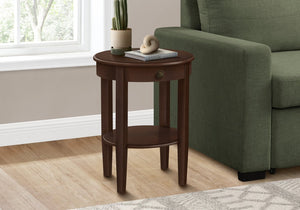 English Elm Accent 2-Tier Accent Table with Drawer and Shelf – Compact Round End or Nightstand with Knob Storage, Space-Saving Design and Easy Assembly Espresso 25 L x 24 W x 8 H B2710P219482