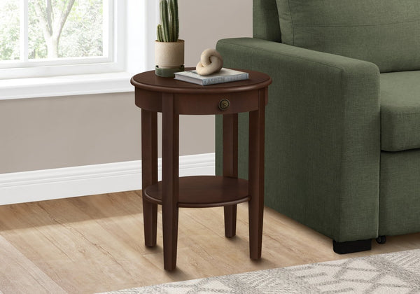 English Elm Accent 2-Tier Accent Table with Drawer and Shelf – Compact Round End or Nightstand with Knob Storage, Space-Saving Design and Easy Assembly Espresso 25 L x 24 W x 8 H B2710P219482