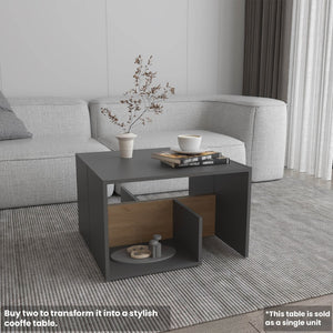 English Elm Side Table 25" H - Modern Matte Gray Design With 2 Open Shelves For Small Spaces & Versatile Use B097P296870-GIGA