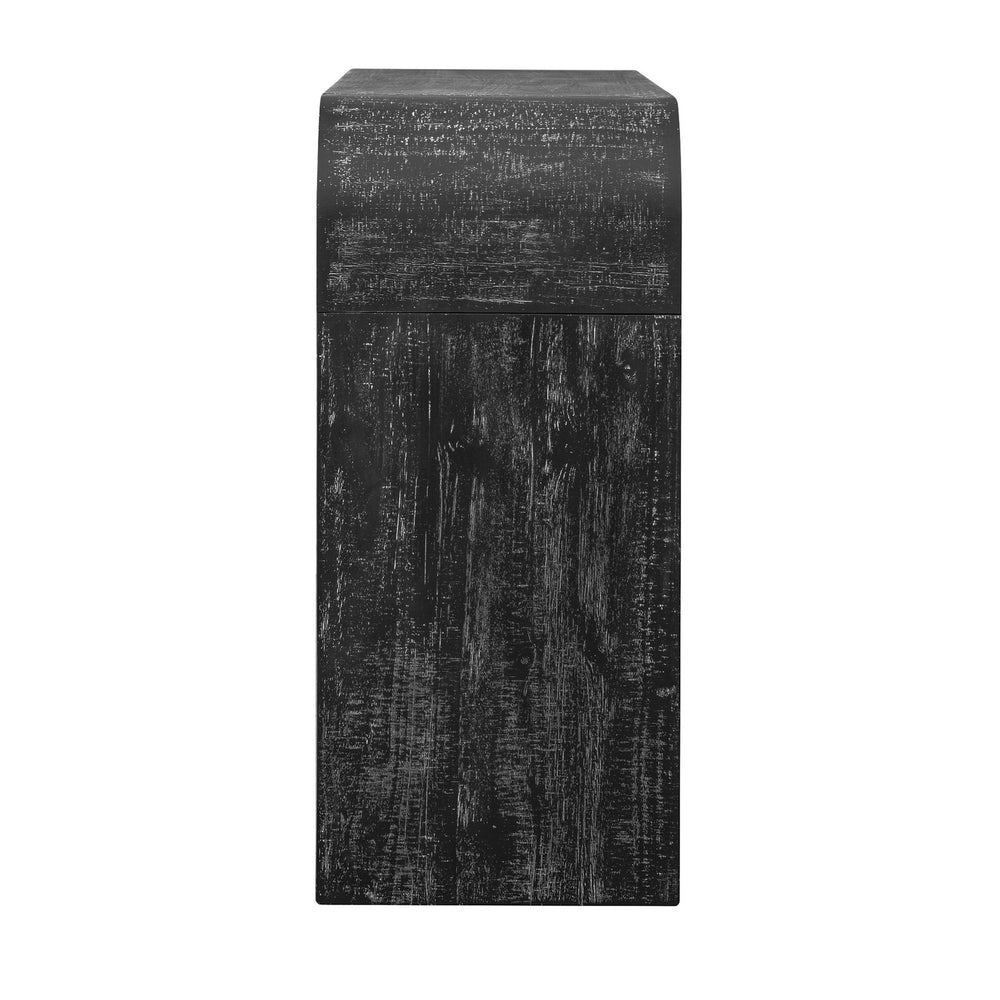 English Elm TREXM Retro Curved Console Table with 2 Large Drawers, Narrow Entryway Sofa Table, Antique Black Elegance N715P223099B