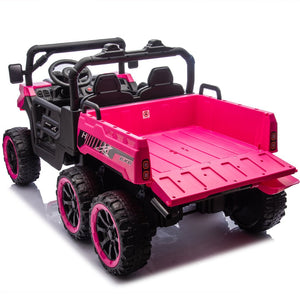 English Elm 24v Two Seat Kids Electric Dump Truck Six Wheel 4wd Utv with Parental Remote Pink W1578P268990