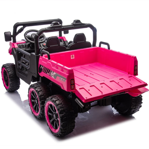 English Elm 24v Two Seat Kids Electric Dump Truck Six Wheel 4wd Utv with Parental Remote Pink W1578P268990