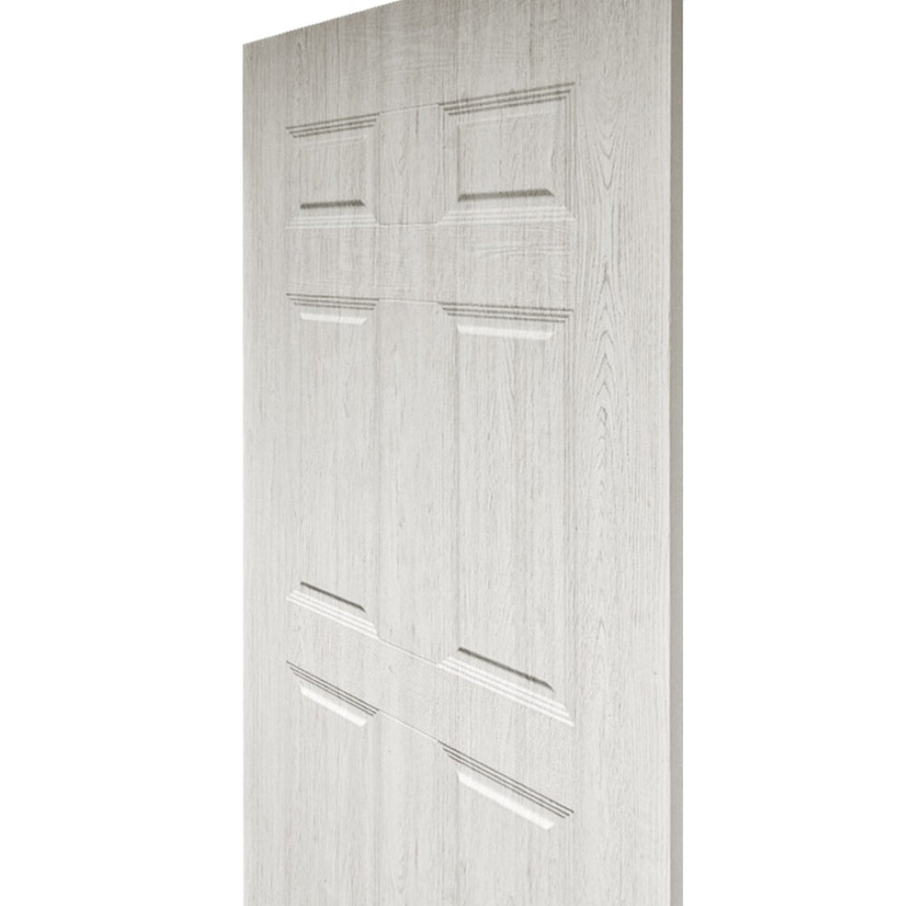 English Elm 30 in White Textured 6-panel Hollow Core Mdf Interior Door Slab Reversible Swing B2763P486362