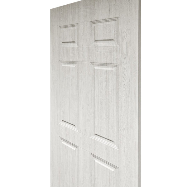 English Elm 30 in White Textured 6-panel Hollow Core Mdf Interior Door Slab Reversible Swing B2763P486362