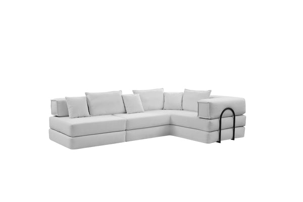 English Elm Oversized Corduroy Modular Sectional Sofa Low Profile Floor Lounge with Six Pillows W1885S00040