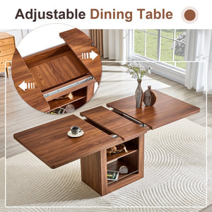 English Elm Scalable Extendable Dining Set Four Chairs Linen Upholstered Walnut Base Modern Walnut+Black,Warm Grey W1151S04717
