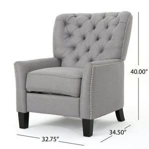 English Elm Christopher Knight Home® - Modern Light Grey Fabric Push Back Recliner with Rivet Accents, Ergonomic Support, Plush Cushioning for Living Room Comfort 61370.00LGRY