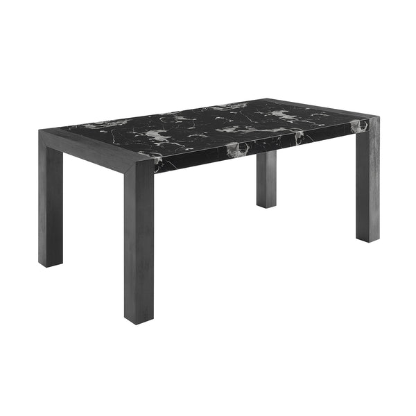 English Elm Dahiris Black Faux Marble Dining Table for 6 — Solid Wood & MDF, Sturdy Large Block Legs, Modern Elegance B201P359586