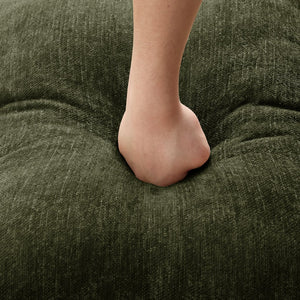 English Elm Elegant Mid Century 4-Seater Chenille Sofa With Flared Arms, Removable Skirts & Modular Design, Green W3041S00314