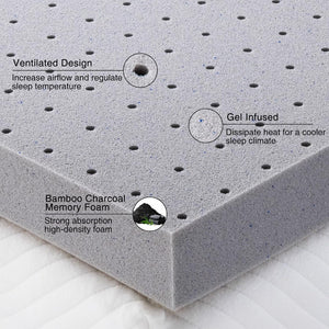 English Elm 2 Inch King Gel Memory Foam Topper Ventilated Cooling Layer for Pressure Relief B2716P331358
