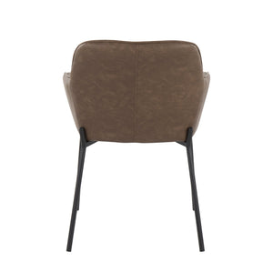 English Elm Daniella Contemporary Dining Chair Set Of 2 In Black Metal & Espresso Faux Leather - Stylish Comfort B202S01332