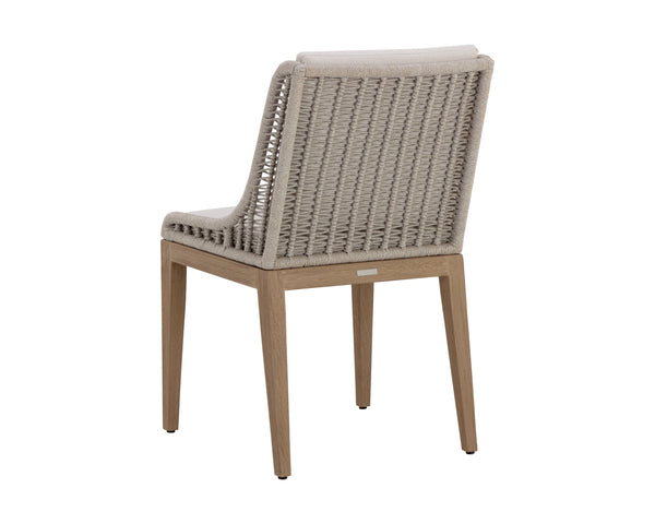 Sunpan Sorrento Dining Chair - Modern Outdoor Seating with Durable Teak Wood and Fade-Resistant Fabric Drift Brown / Palazzo Cream