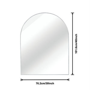 English Elm 30x40 Arched Bathroom Mirror with Anti-Rust Metal Frame, Shatterproof 4mm HD Glass & Easy Mounting Silver W2203P310337