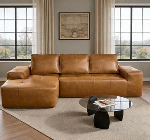 English Elm Boneless Cloud Sectional Sofa Faux Leather L Shaped Deep Seat Modular Living Room W3955S00010