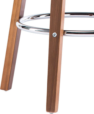 English Elm 1pc Mid-century Modern Swivel Counterstool Faux Leather Barrel Back Walnut Frame B011P479664