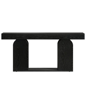 English Elm Coffee Console Table Industrial Metal Frame Vintage Wood Grain 2 Tier Entryway Sofa T3971P447586