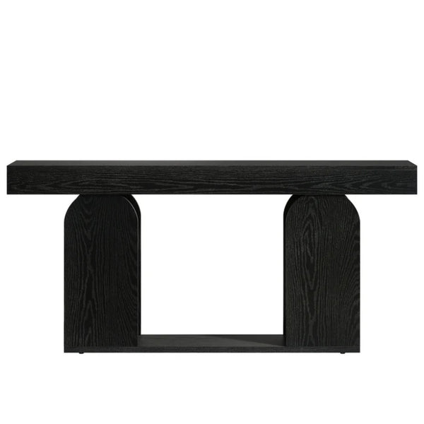 English Elm Coffee Console Table Industrial Metal Frame Vintage Wood Grain 2 Tier Entryway Sofa T3971P447586