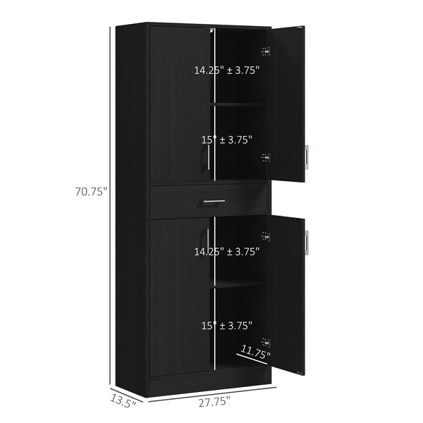 English Elm Homcom 71" Tall Kitchen Pantry Cabinet With Adjustable Shelves, Drawer & Stylish Distressed Finish W2225P249919